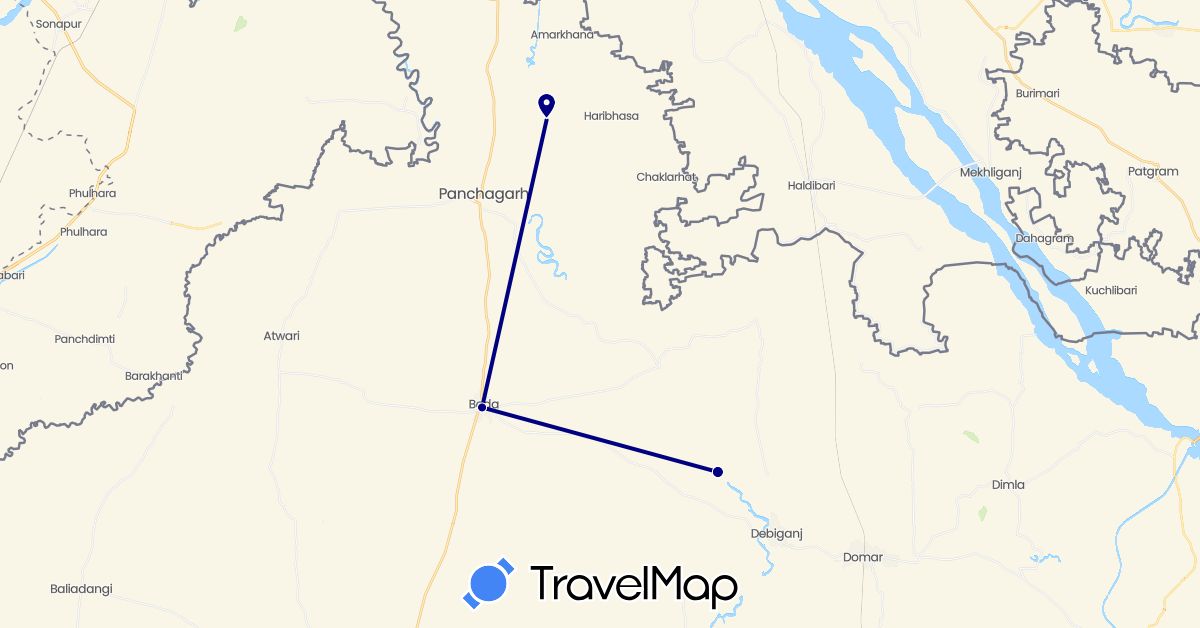 TravelMap itinerary: driving in Bangladesh (Asia)